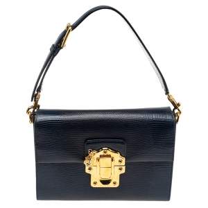 Dolce & Gabbana Blue Lizard Embossed Leather Lucia Shoulder Bag