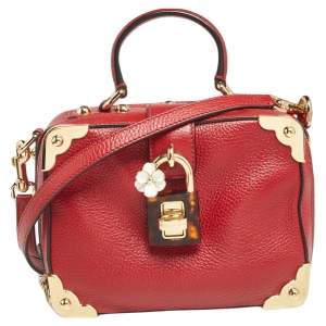 Dolce & Gabbana Red Leather Dolce Box Top Handle Bag