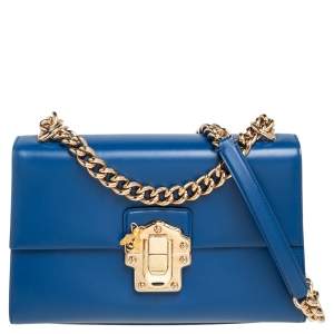 Dolce & Gabbana Blue Leather Large Lucia Shoulder Bag