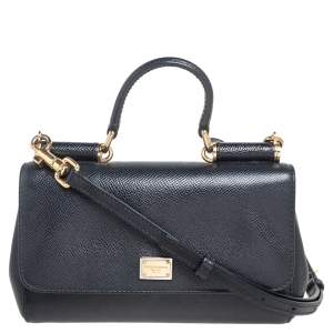 Dolce & Gabbana Black Leather Miss Sicily Crossbody Bag
