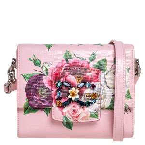 Pre Owned Dolce & Gabbana Pink Leather Mini DG Millennials Flap Shoulder Bag