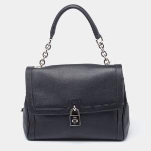 مملوكة مسبقًا Dolce & Gabbana Black Leather Padlock Top Handle Bag
