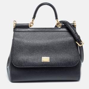 Pre Owned حقيبة دولتشي أند غابانا ميس سيسيلي جلد سوداء بيد علوية متوسطة 