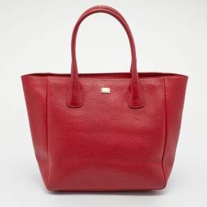 Pre Owned حقيبة يد توتس دولتشي أند غابانا شوبير جلد أحمر