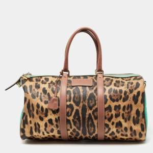 Dolce & Gabbana Multicolor Leopard Print Coated Canvas and Leather Miss Escape Duffle Bag