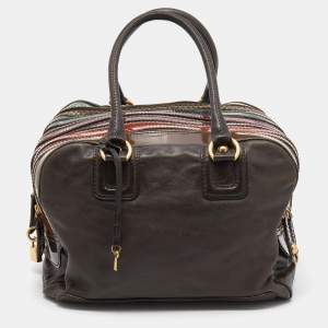 Pre Owned D&G Multicolor Leather And Patent Leather Lily Bowler Bag