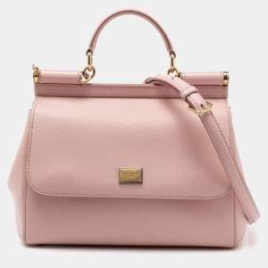 مملوكة مسبقًا Dolce & Gabbana Pink Leather Medium Miss Sicily Top Handle Bag