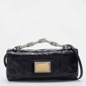 Pre Owned Dolce & Gabbana Black Python Leather Shoulder Bag