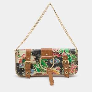 Pre Owned Dolce & Gabbana Multicolor Printed Leather Flap Baguette