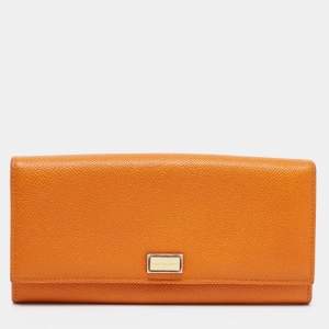 Dolce & Gabbana Orange Leather Flap Continental Wallet