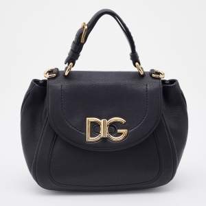 Pre Owned Dolce & Gabbana Black Leather Wifi Top Handle Bag
