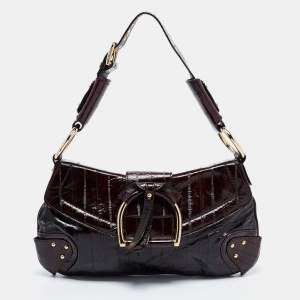Pre Owned Dolce & Gabbana Dark Brown Eel Leather Shoulder Bag