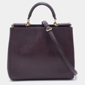 Dolce & Gabbana Burgundy Leather Medium Miss Sicily Shopper Tote