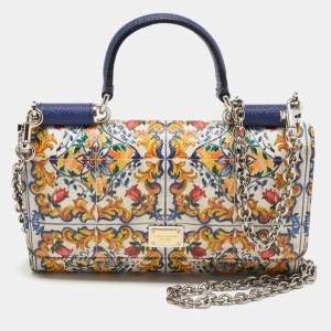 Dolce & Gabbana Multicolor Majolica Print Leather Miss Sicily Von Wallet On Chain