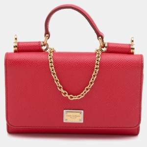 Dolce & Gabbana Red Leather Miss Sicily Von Wallet on Chain