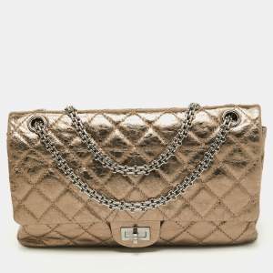 Pre Owned Chanel Metallic Quilted Aged Calf Leather 226 Reissue 2.55 Flap Bag