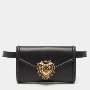 Dolce and Gabbana Black Leather Devotion Belt Bag
