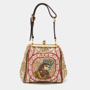 Pre Owned Dolce & Gabbana Multicolor Python and Beads Agatha Mosaic King Satchel