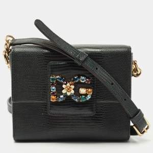 Pre Owned Dolce & Gabbana Green Lizard Embossed Leather DG Millennials Shoulder Bag