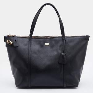 Pre Owned Dolce & Gabbana Black Leather Miss Escape Shopper Tote