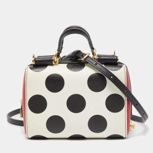 Pre Owned Dolce & Gabbana Muliticolor Polka Dot Dauphine Leather Sicily East West Bag