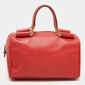 Pre Owned Dolce & Gabbana Red Leather Miss Sicily Bowler Bag