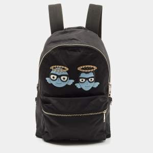 Dolce & Gabbana Black Nylon DG Family Backpack