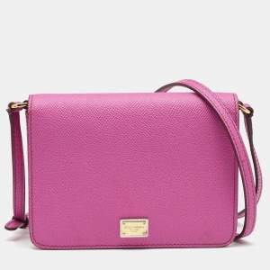 Pre Owned Dolce & Gabbana Pink Leather Mini Dauphine Crossbody Bag