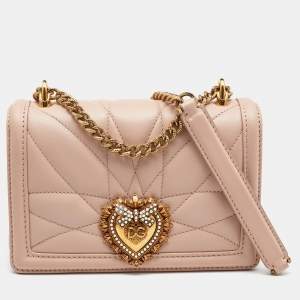 Dolce & Gabbana Pink Leather Devotion Mordore Crossbody Bag