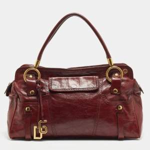 Pre Owned Dolce & Gabbana Dark Red Leather Brogues Oversized Satchel