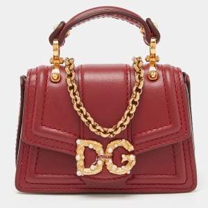 Dolce & Gabbana Red Leather DG Amore Chain Purse