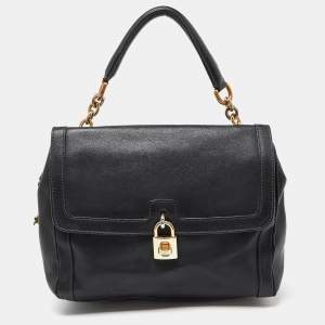 مملوكة مسبقًا Dolce & Gabbana Black Leather Padlock Top Handle Bag