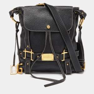 Pre Owned Dolce & Gabbana Black Leather Messenger Bag