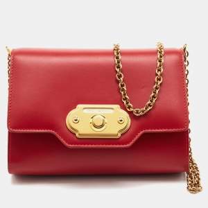 Pre Owned Dolce & Gabbana Red Leather Welcome Shoulder Bag