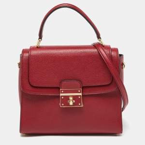 Pre Owned Dolce & Gabbana Red Leather Greta Top Handle Bag