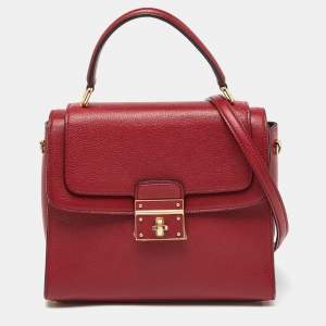 Dolce & Gabbana Red Leather Greta Top Handle Bag