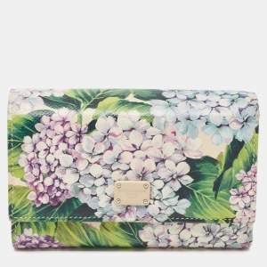 Dolce & Gabbana Multicolor Floral Print Leather Trifold Wallet