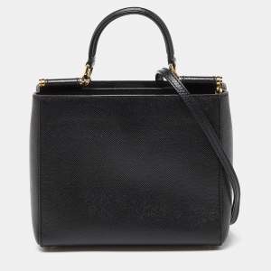 Pre Owned Dolce & Gabbana Black Leather Miss Sicily Tote