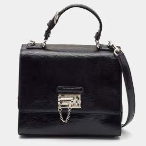 Dolce & Gabbana Black Patent Leather Medium Miss Monica Top Handle Bag