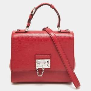 Pre Owned Dolce & Gabbana Red Leather Medium Miss Monica Top Handle Bag