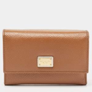 Dolce & Gabbana Brown Leather Trifold Wallet