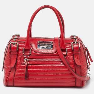 Pre Owned Dolce & Gabbana Red Leather Miss Easy Way Satchel
