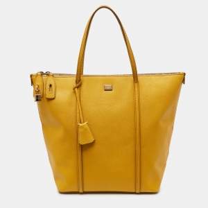 Dolce & Gabbana Yellow Leather Miss Escape Shopper Tote