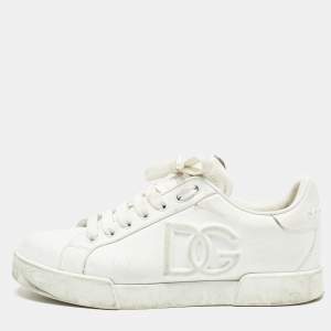 Dolce & Gabbana White Leather Portofino Sneakers Size 38