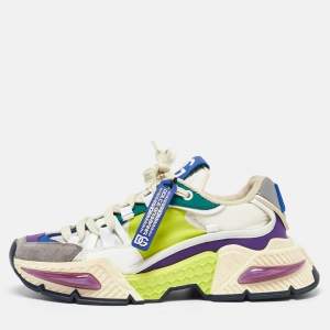 Pre Owned Dolce & Gabbana Multicolor Suede and Nylon Airmaster Low Top Sneakers Size 39.5