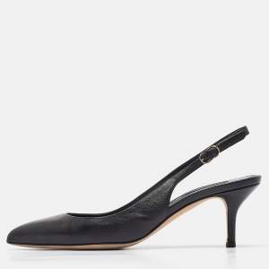 Pre Owned Dolce & Gabbana Black Leather Slingback Pumps Size 38