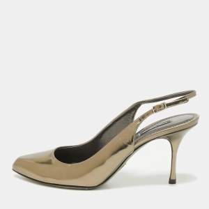 Dolce & Gabbana Metallic Leather Slingback Pumps Size 40