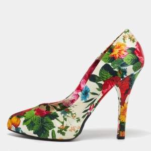 Dolce & Gabbana Multicolor Satin Floral Print Pumps Size 40