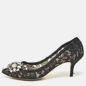 Dolce & Gabbana Black Lace Bellucci Pumps Size 38.5