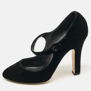 Dolce & Gabbana Black Velvet Mary Jane Pumps Size 38